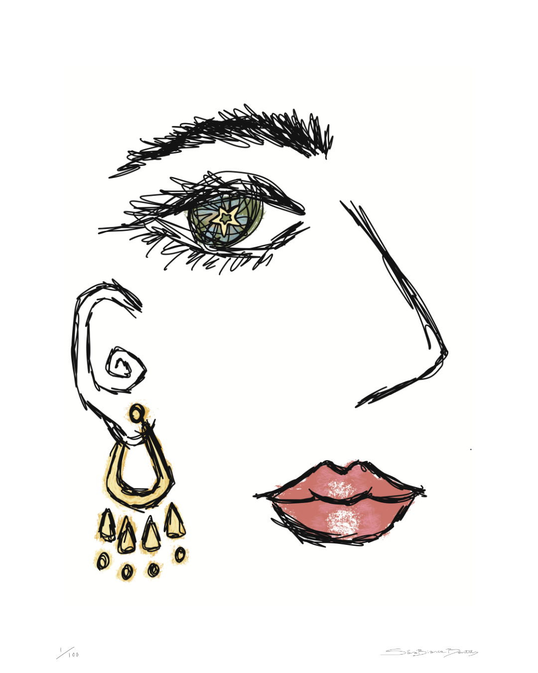 Gold Earring Starry Eyes